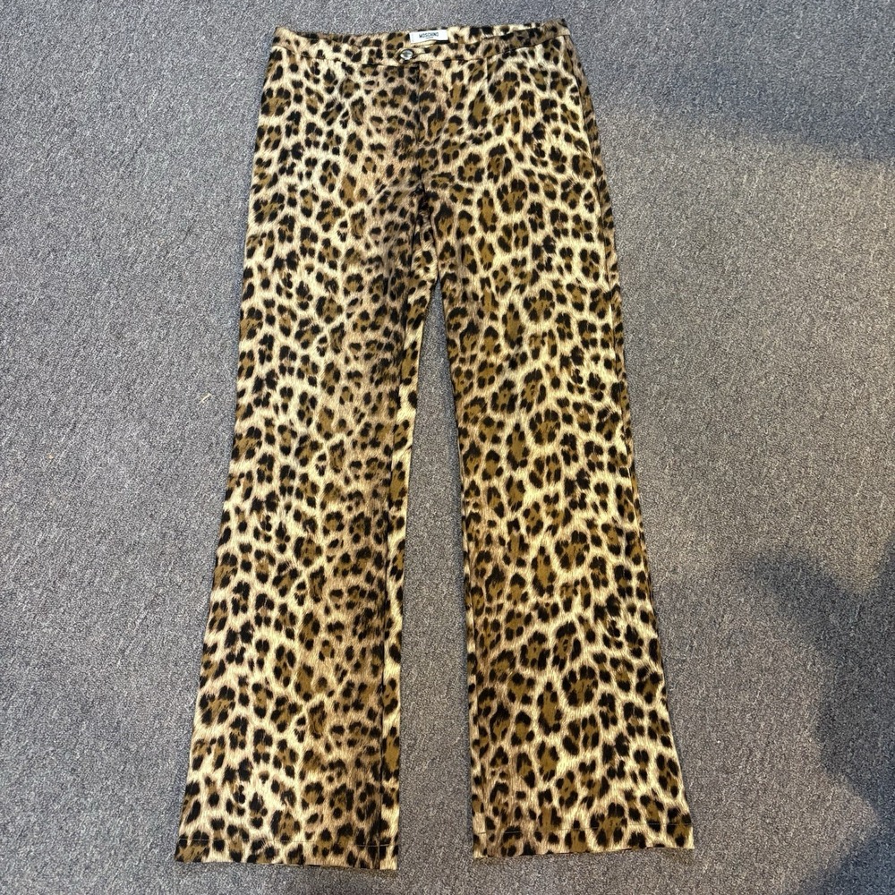Moschino Jeans Italy Leopard Animal Print Pants Funky Fun 90s Sz 10 Chic Luxury